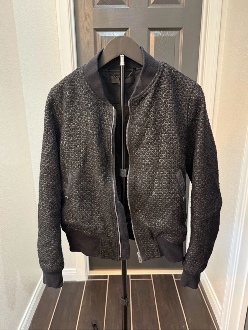 rag & bone Black Textured Bomber Jacket